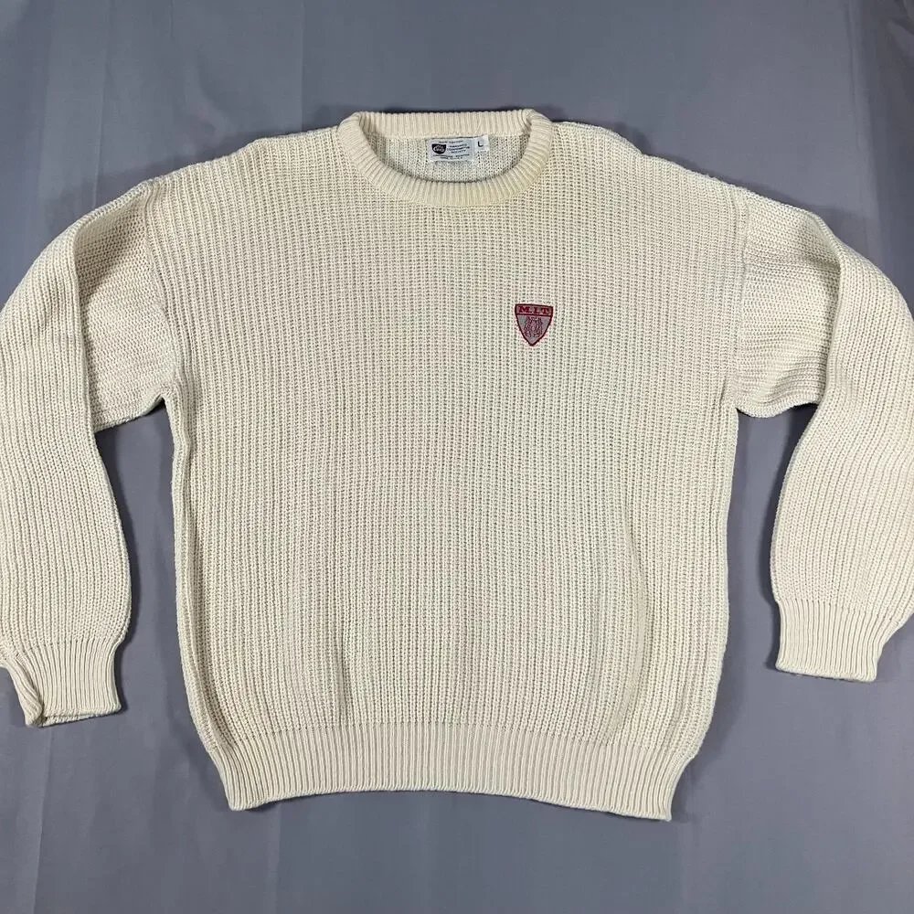 Harvard The Coop Sweater Men’s Large Cream Cotton‎ Crewneck Made in USA College